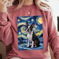 Boston Terrier Van Gogh Starry Night Comfort Colors Sweatshirt Crimson