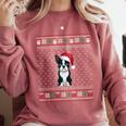 Boston Terrier Wearing Santa Hat Ugly Xmas Dog Lovers Comfort Colors Sweatshirt Crimson