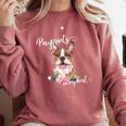 Brown Boston Terrier With Flowers And Feathers Comfort Colors Sweatshirt Crimson