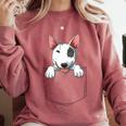 Bull Terrier Pocket Bull Terrier Peeking Out Pocket Comfort Colors Sweatshirt Crimson