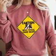Caution Sign Boston Terrier Dog Bostie Puppy Comfort Colors Sweatshirt Crimson