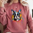 Colorful Boston Terrier Dog For Men Women Kids Comfort Colors Sweatshirt Crimson