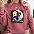 Cute Boston Terrier Halloween Costume Dog Lover Women Girls Comfort Colors Sweatshirt Crimson
