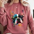Cute Boston Terrier Puppy Dog Art Lover Unique Painting For Men Women Kids Comfort Colors Sweatshirt Crimson