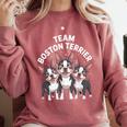 Cute Cartoon For Dog Owners Pet Team Boston Terrier Comfort Colors Sweatshirt Crimson