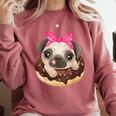 Cute Pug Shirt Donut Girls Dog Comfort Colors Sweatshirt Crimson