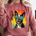 Dog Boston Terrier Hawaiian Comfort Colors Sweatshirt Crimson