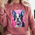 Dog Pink Boston Terrier Comfort Colors Sweatshirt Crimson