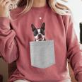 Dog In Your Pocket Boston Terrier For Men Women Girls Kids Comfort Colors Sweatshirt Crimson