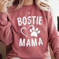 Fun Bostie Mama Dog Lover Apparel Boston Terrier Mom Comfort Colors Sweatshirt Crimson