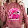 Ghost And Witch Boston Terrier Dog In October We Wear Pink Comfort Colors Sweatshirt Crimson