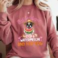 This Girl Loves Watermelon And Her Boston Terrier Dog Mother Comfort Colors Sweatshirt Crimson