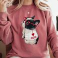 Girls I Heart Mom Love Mama Boston Terrier Dog Lover Comfort Colors Sweatshirt Crimson