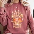 Halloween Costume Skull Boston Terrier Dog Lover For Men Women Kids Comfort Colors Sweatshirt Crimson
