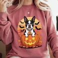 Halloween Retro Boston Terrier Comfort Colors Sweatshirt Crimson