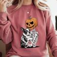 Halloween Skeleton Boston Terrier Comfort Colors Sweatshirt Crimson