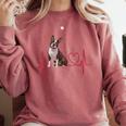 Heartbeat Boston Terrier Dog Comfort Colors Sweatshirt Crimson