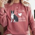 Just A Girl Who Loves Her Boston Terrier Puppy Love Comfort Colors Sweatshirt Crimson
