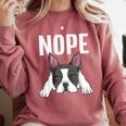 Nope Boston Terrier Puppy Dog Bostie Lover Men Women Girls Kids Comfort Colors Sweatshirt Crimson