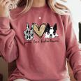 Peace Love Boston Terrier Boston Terrier Lover Dog Mom Comfort Colors Sweatshirt Crimson