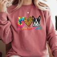 Peace Love Boston Terrier Tie Dye Dog Lover For Men Women Girls Kids Comfort Colors Sweatshirt Crimson