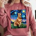 Red Heeler Starry Night Cattle Dog Colorful Art By Aja For Men Women Girls Kids Comfort Colors Sweatshirt Crimson