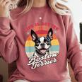 Retro Life Is Better With Boston Terrier Mom Dog Lover Comfort Colors Sweatshirt Crimson