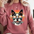 Retro Sunset Sunglasses Boston Terrier Boston Bull Bostie Comfort Colors Sweatshirt Crimson