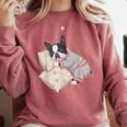 Sleepy Boston Terrier Pajama Men Women Kids Comfort Colors Sweatshirt Crimson