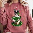 St Patrick's Day Leprechaun Boston Terrier Dog Shamrock For Men Women Kids Comfort Colors Sweatshirt Crimson