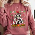 Ugly Sweater Christmas Tree Boston Terrier Dog Xmas Pajama Comfort Colors Sweatshirt Crimson