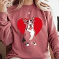 Valentine's Day Boston Terrier Lover Comfort Colors Sweatshirt Crimson