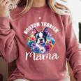 Watercolor Floral Boston Terrier Mama Dog Lover Mother's Day For Men Women Girls Kids Comfort Colors Sweatshirt Crimson