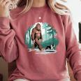 Whimsical Forest Adventures Sasquatch Bigfoot Walking Boston Terrier Dog Lovers Comfort Colors Sweatshirt Crimson