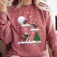Xmas Lighting Tree Santa Riding Boston Terrier Christmas Comfort Colors Sweatshirt Crimson