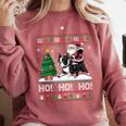 Xmas Tree Lighting Santa Riding Boston Terrier Christmas Comfort Colors Sweatshirt Crimson
