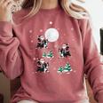 Xmas Tree Santa Riding Boston Terrier Christmas Comfort Colors Sweatshirt Crimson