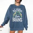1st Grade Teachers Love Brains Shirt Halloween Teacher Comfort Colors Sweatshirt Denim