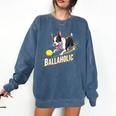 Ballaholic Boston Terrier Dog Chasing Bostie Ball Comfort Colors Sweatshirt Denim