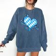 Bavarian Flag As Heart Blue Diamond Bavaria Comfort Colors Sweatshirt Denim