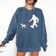 Bigfoot Walking With Bull Terrier Dog Comfort Colors Sweatshirt Denim