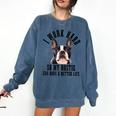 Bostie Mama Dog Dad Boston Terrier For Men Women Comfort Colors Sweatshirt Denim
