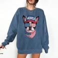 Boston Terrier 4th Of July US Merica Bostie Dog Patriotic For Men Women Kids Comfort Colors Sweatshirt Denim