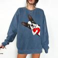 Boston Terrier Bostie Dog Kids Women Girls Comfort Colors Sweatshirt Denim