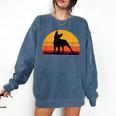 Boston Terrier Bostie Sunset Retro Dog Pet Mom Dad Comfort Colors Sweatshirt Denim