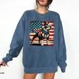 Boston Terrier Dog 4th Of July USA American Flag Patriotic Comfort Colors Sweatshirt Denim