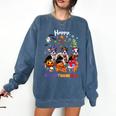 Boston Terrier Dog Christmas Happy Hallothankmas Halloween For Men Women Kids Comfort Colors Sweatshirt Denim