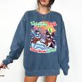 Boston Terrier Dog Christmas Snowman Winter Snow Comfort Colors Sweatshirt Denim