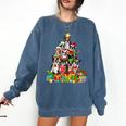 Boston Terrier Dog Christmas Tree Lights Xmas Pajama For Men Women Kids Comfort Colors Sweatshirt Denim
