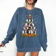 Boston Terrier Dog Christmas Tree Santa Hat Xmas Pajama Men Women Kids Comfort Colors Sweatshirt Denim